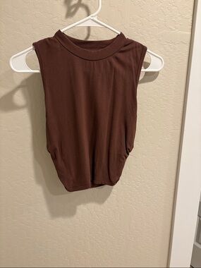 Mock Neck Women's Top - Brown